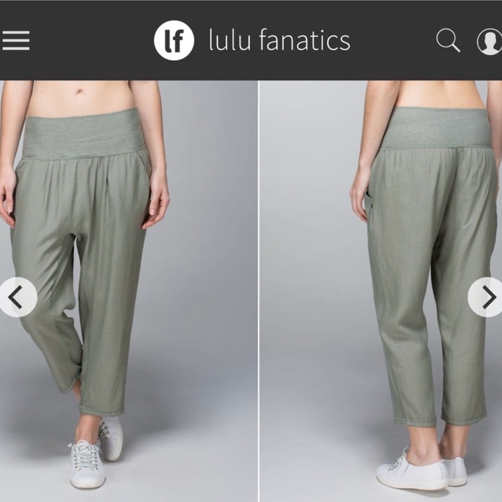 Lululemon Post Power Crop Pants Olive Green High Rise Size 8